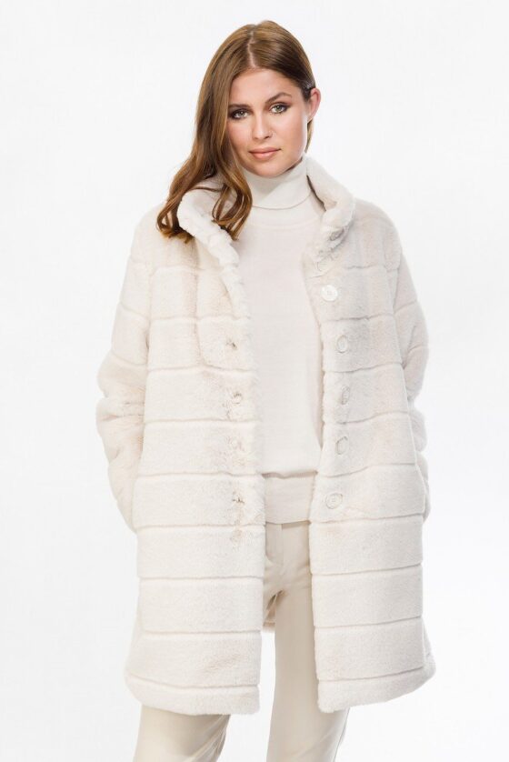 Faux Fur Coat Off White 3