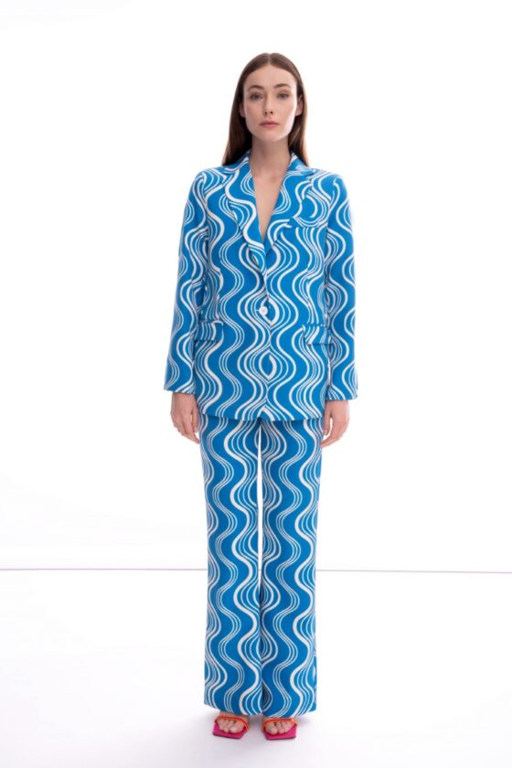 Wave Patterned Suit Blue 2