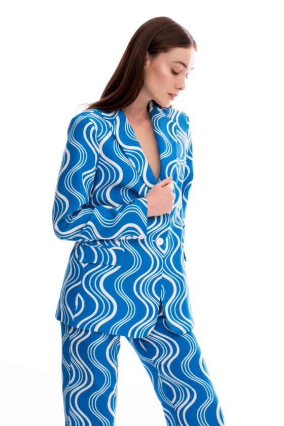 Wave Patterned Suit Blue 4