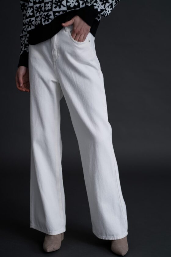 Wide Leg Denim White 1