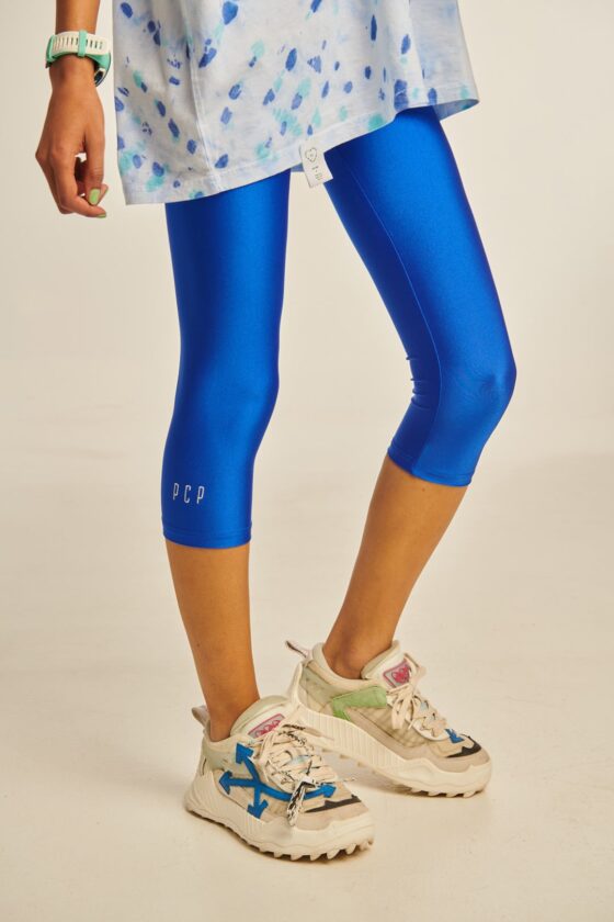 capri shiny leggings blue 1