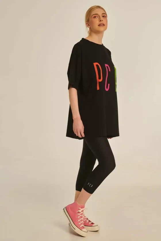 PCPClothing PCPBlackTshirt CapriBlack ShinyLeggings